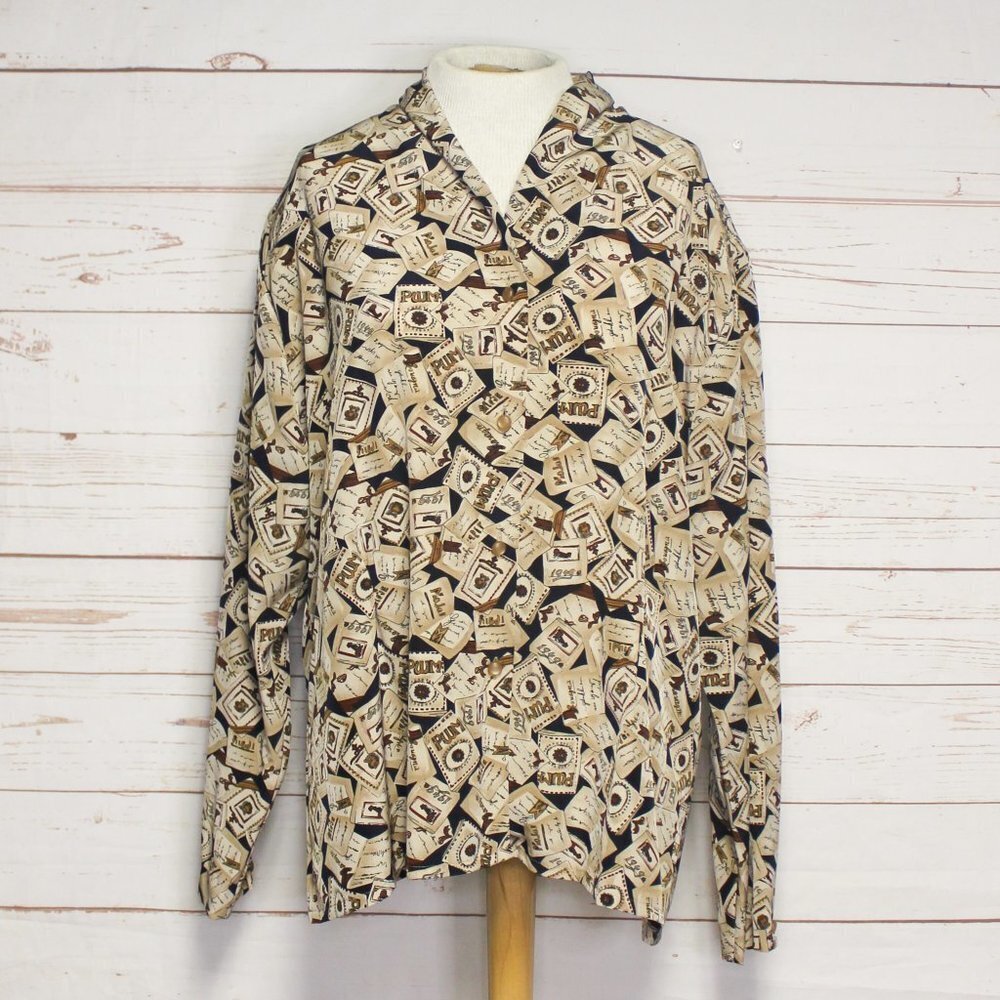 Vintage Sophisticates Pendleton Blouse Top 18 V-Neck Plus Size‎ All Over Books